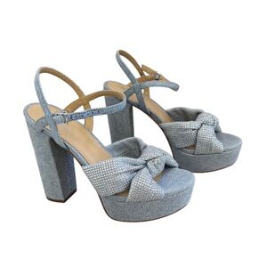 MICHAEL Michael Kors Josie’s Rhinestone Denim Platform Platform Sandals